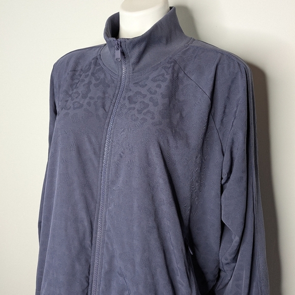 Athleta Blue Leopard Print Zip Up Jacket 1X - Picture 2 of 9